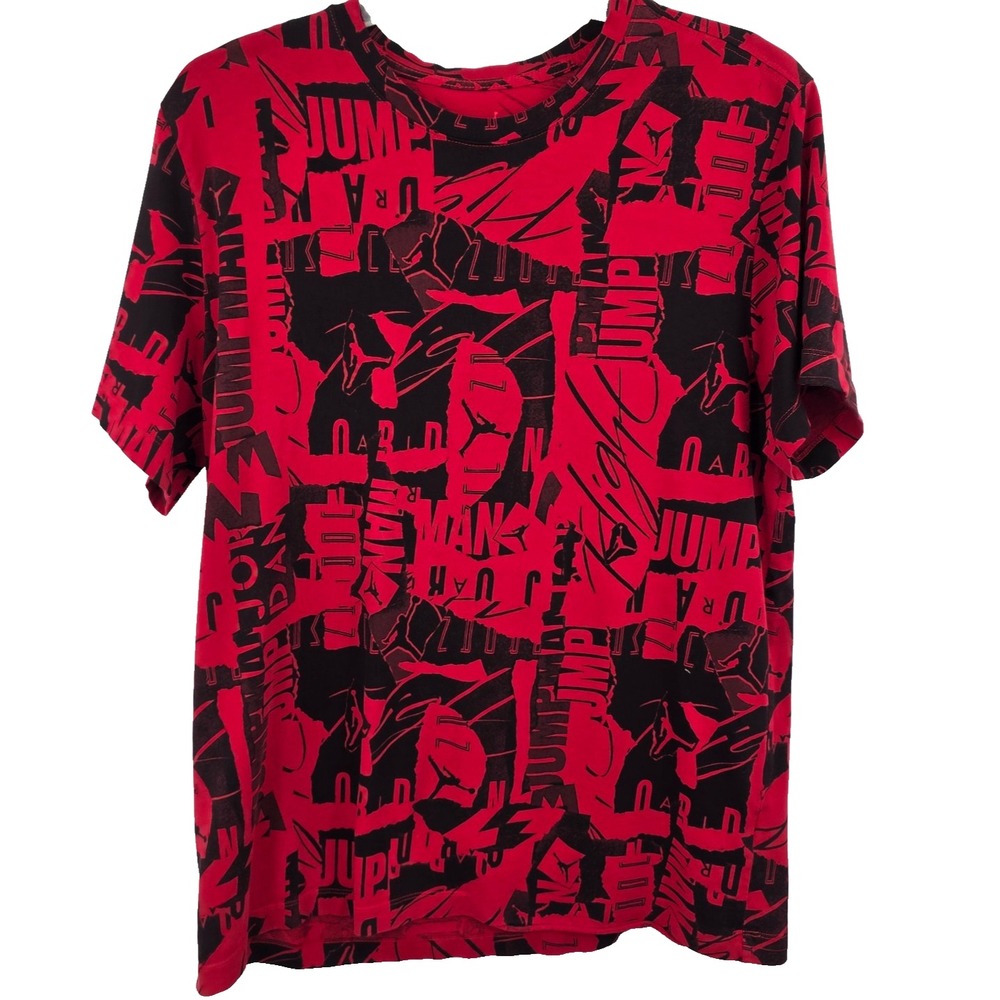 Nike Jordan Shirt Mens XL Jumpman Printed AOP BRED Colorway Basketball Red